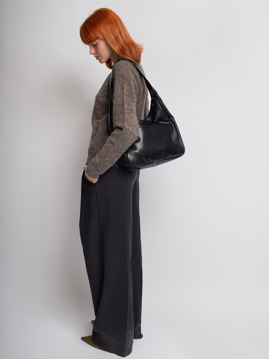 Minimalistisch vegan leer hobo schoudertas