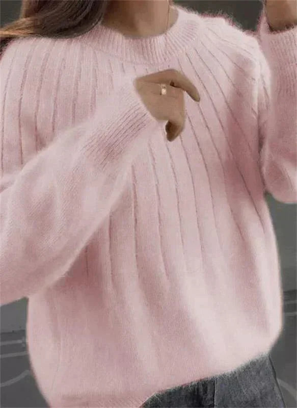 Dames Geribbelde Relaxed Fit Casual Trui