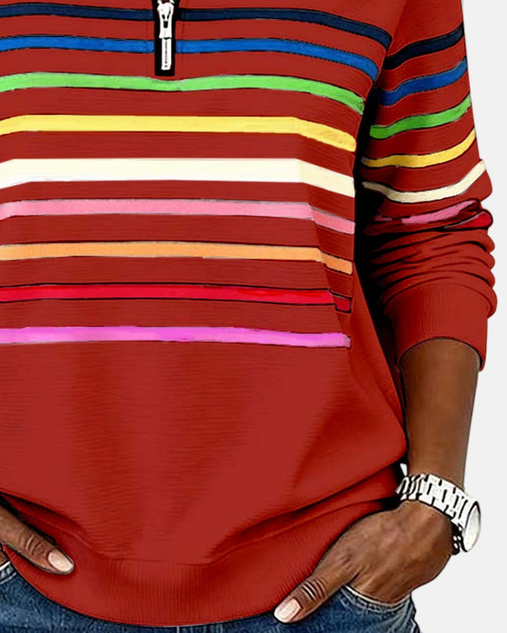 Vienna | Rainbow Striped Zip Sweatshirt
