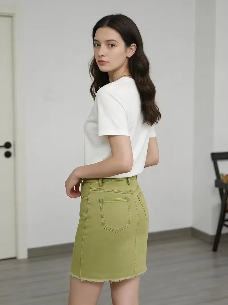 Denim rok met hoge taille