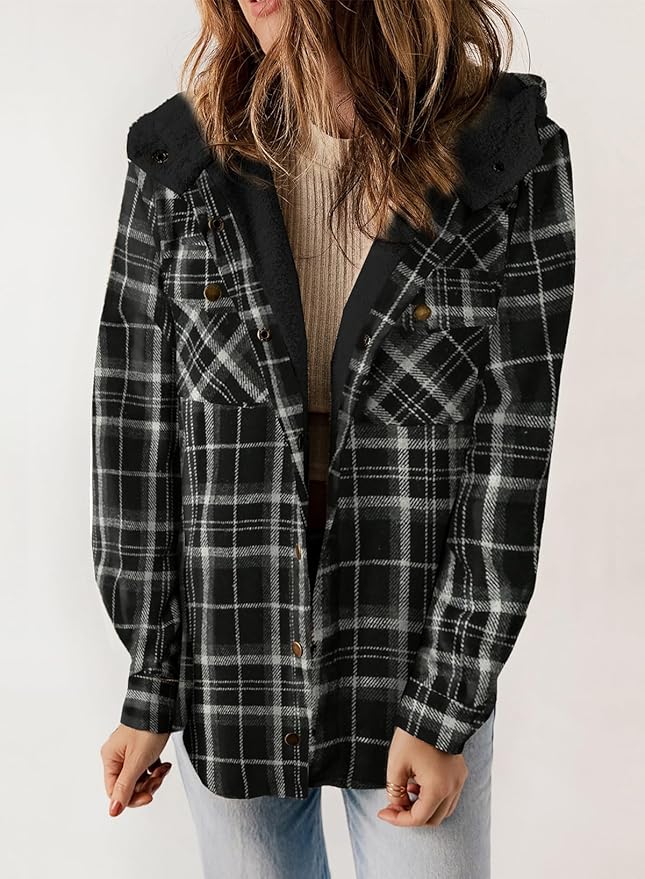 Elvessa Geruite Flanel Jas