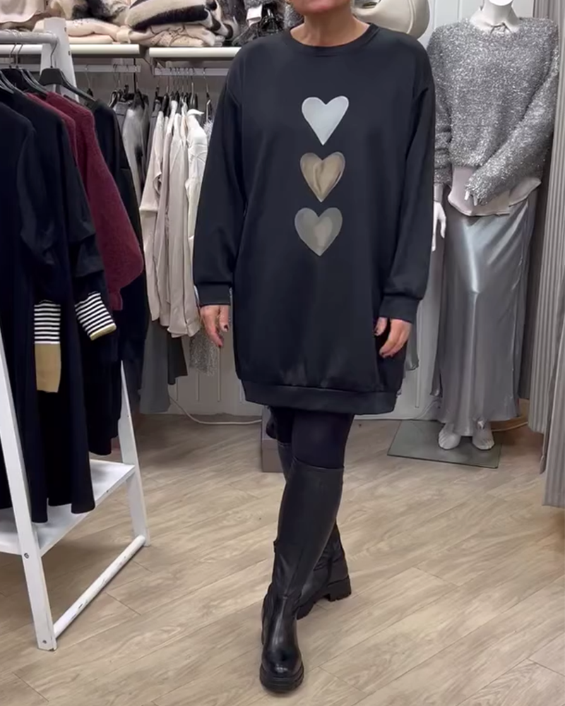 Francine - Dames lange mouwen Hartpatroon Sweatshirt