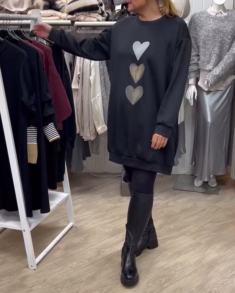 Francine - Dames lange mouwen Hartpatroon Sweatshirt