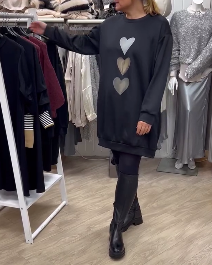 Francine - Dames lange mouwen Hartpatroon Sweatshirt