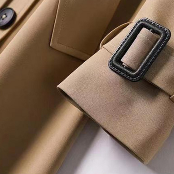 Dames Double-Breasted Bovenkleding met Ceintuur en Klassieke Revers
