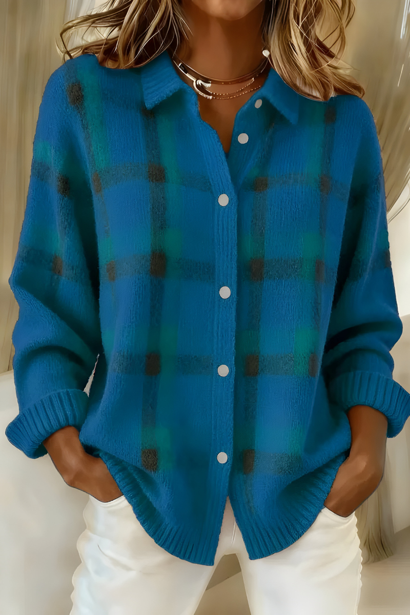 Anna - Zachte Gebreide Ruit Cardigan