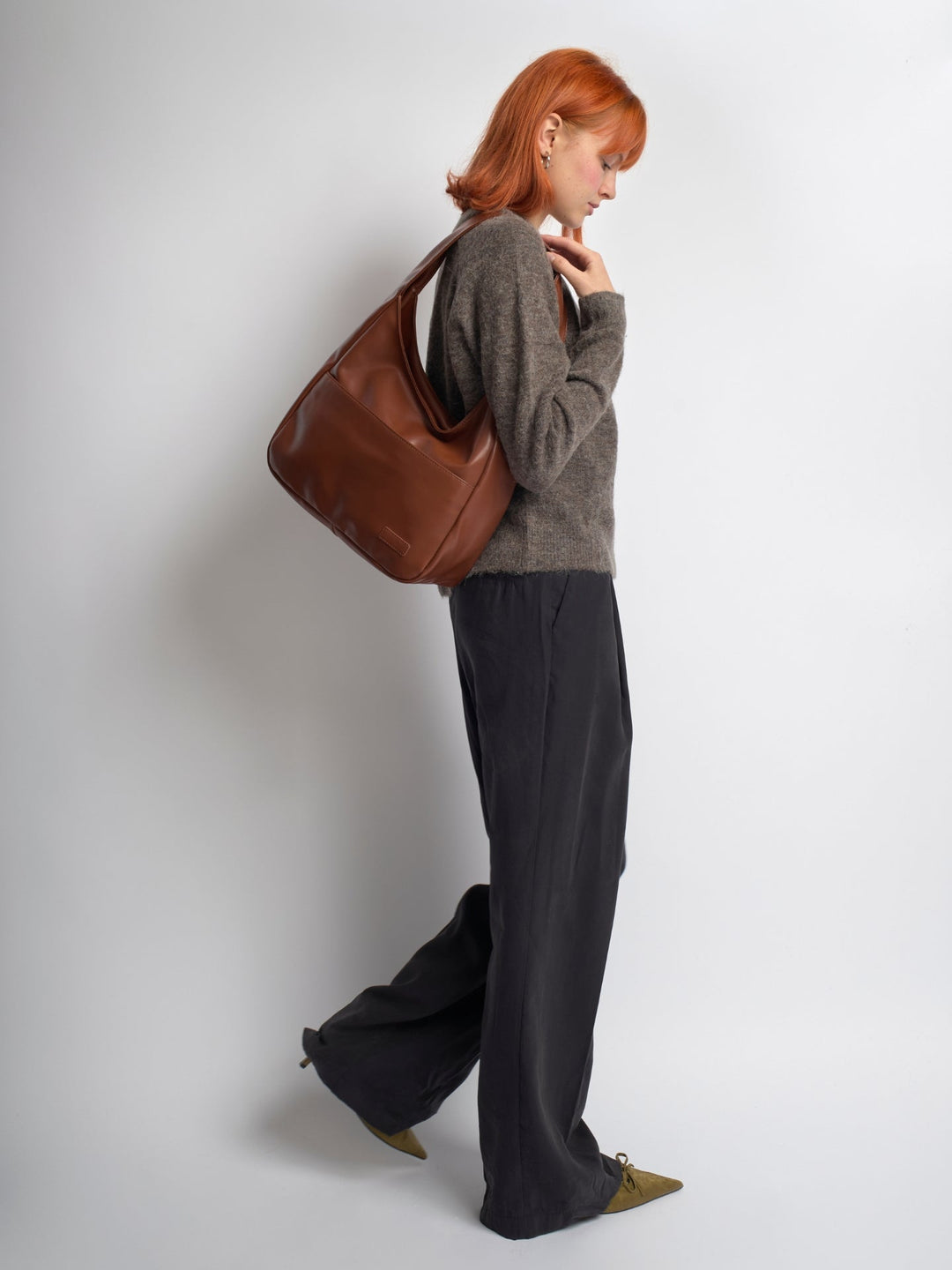 Minimalistisch vegan leer hobo schoudertas