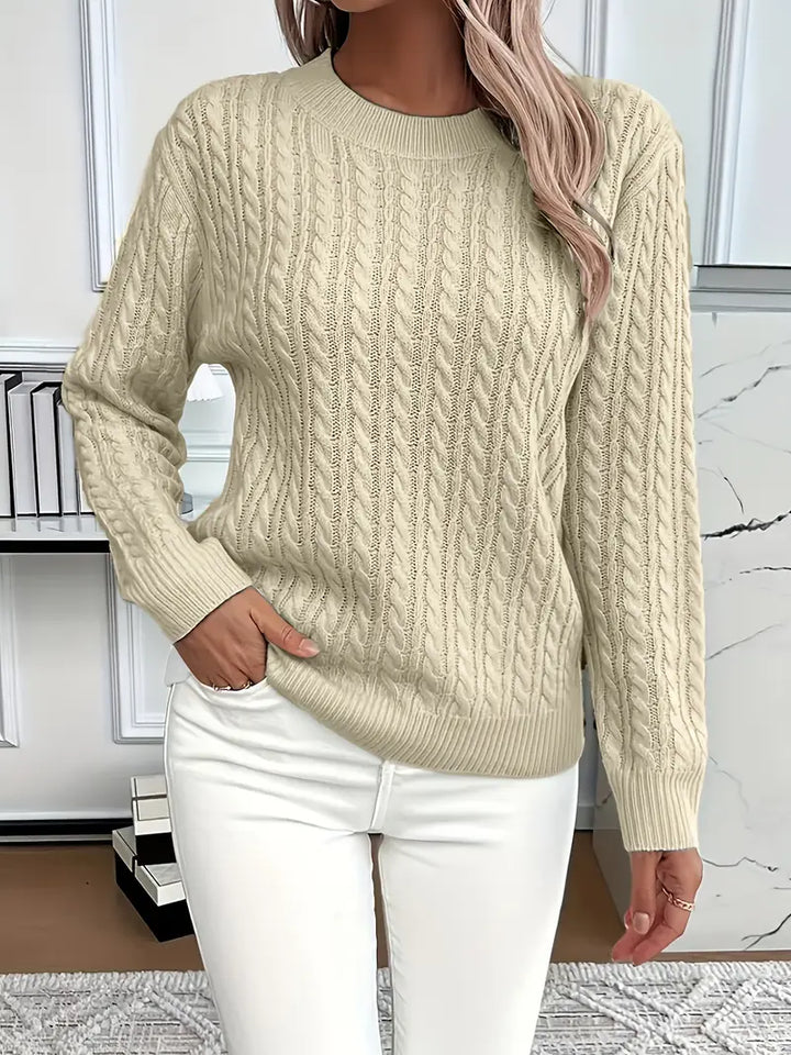 Dames Kabelgebreide Trui Relaxed Fit