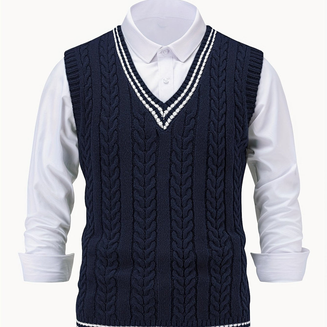 Gideon | Kabelgebreide V-hals Sweater Vest