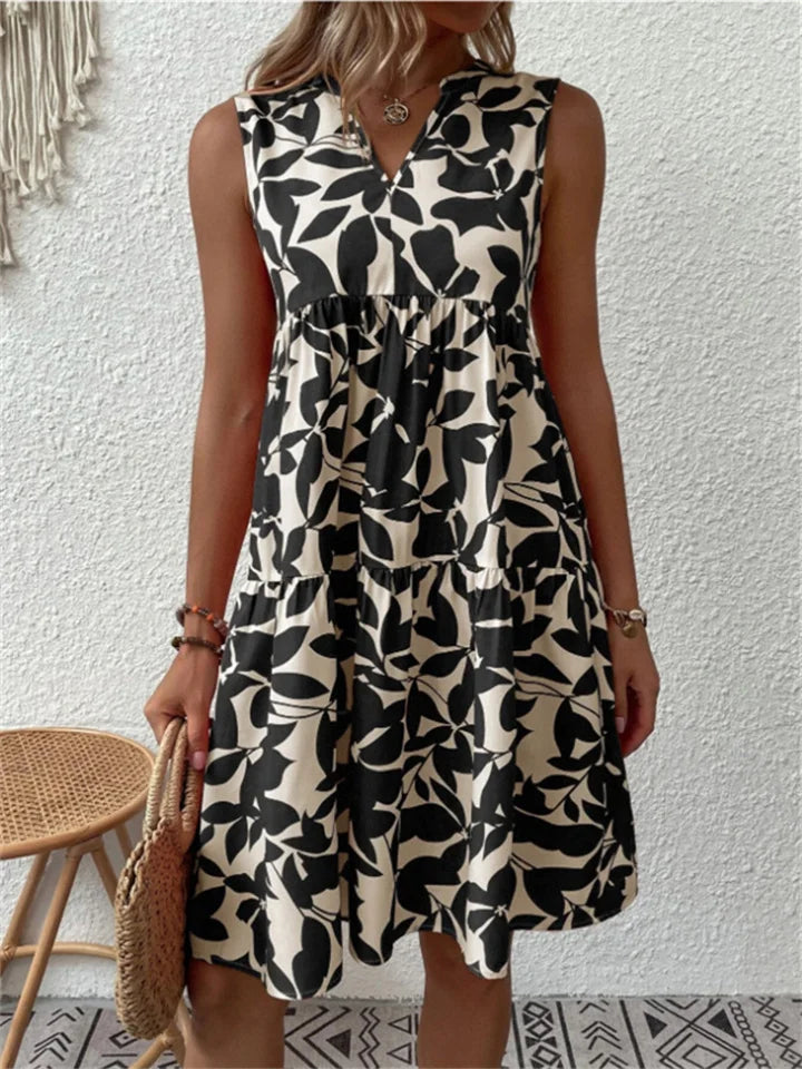 Amelie - Mouwloze Dames Midi Zomerjurk met Print