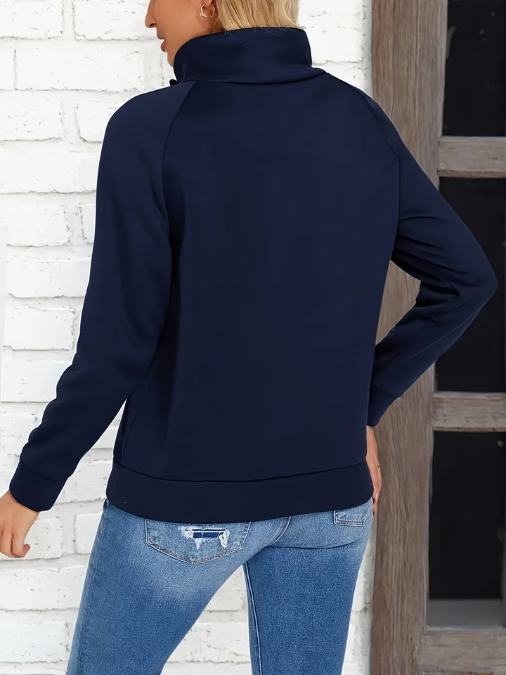Kirsten | Button-Accent Staande Kraag Sweatshirt