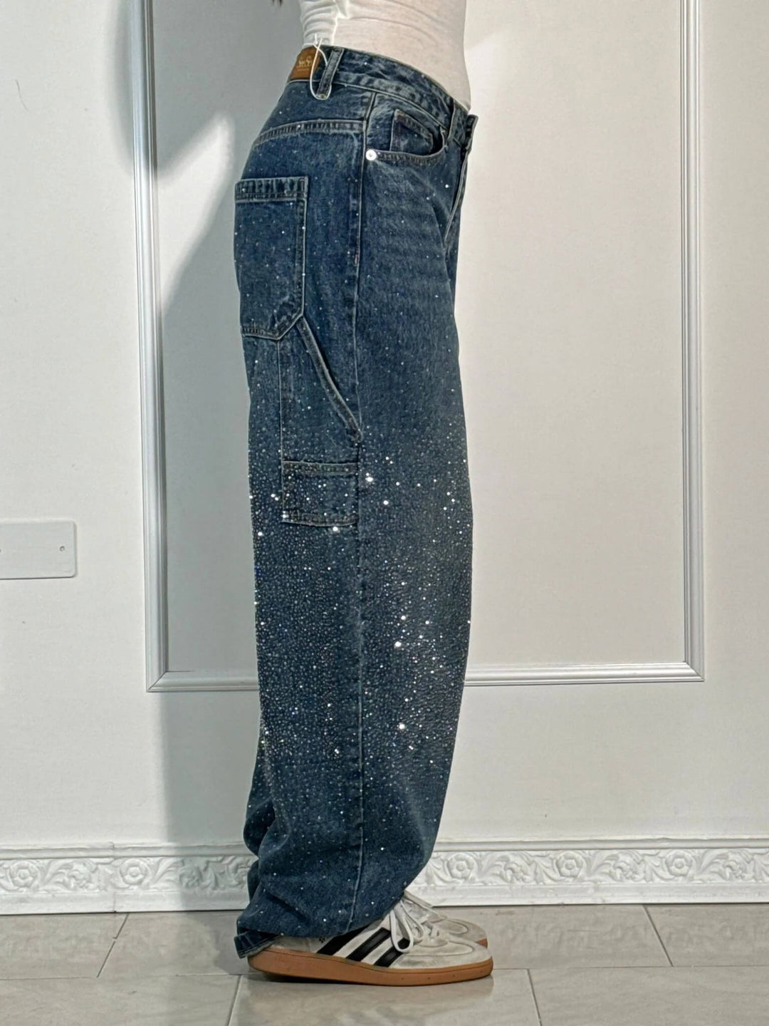 Trendy Glanzende Dames Jeans met Wijde Pijpen