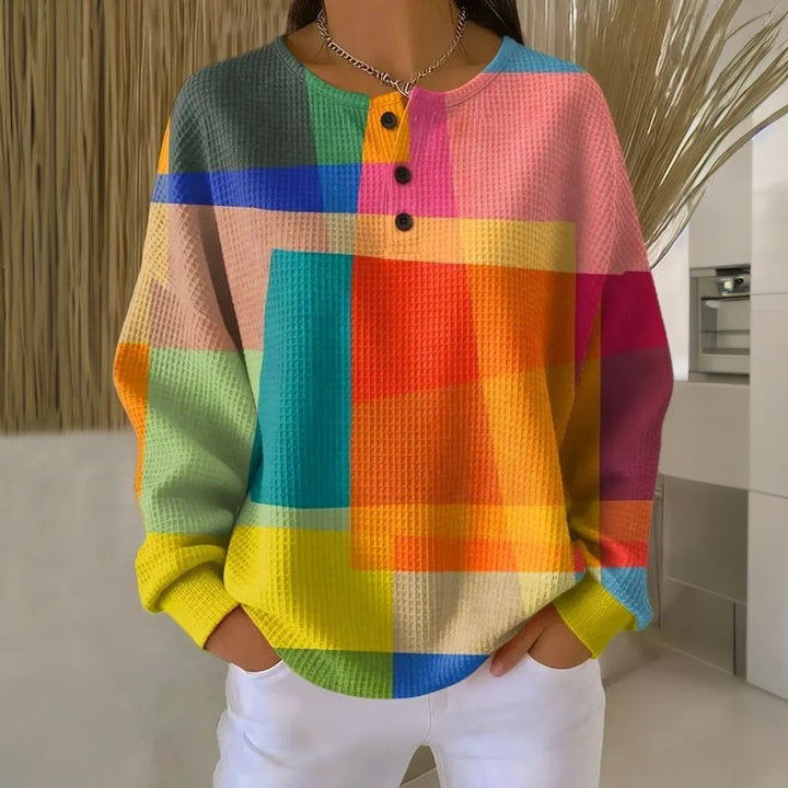 Dames Kleurblok Gebreide Trui Pullover