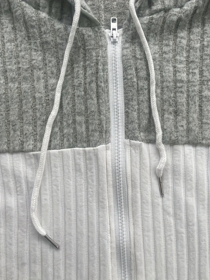 Cecilia | Getextureerde Kleurblok Hooded Jast