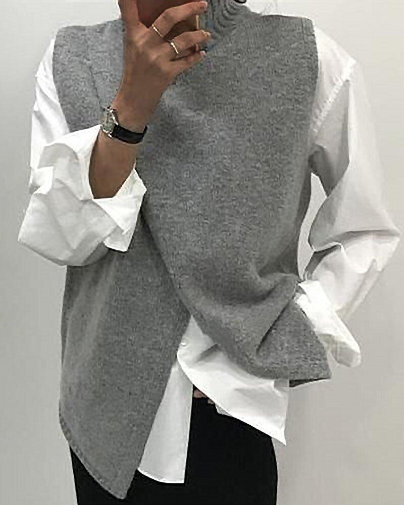 Krista - Losse gebreide top met asymmetrische zoom
