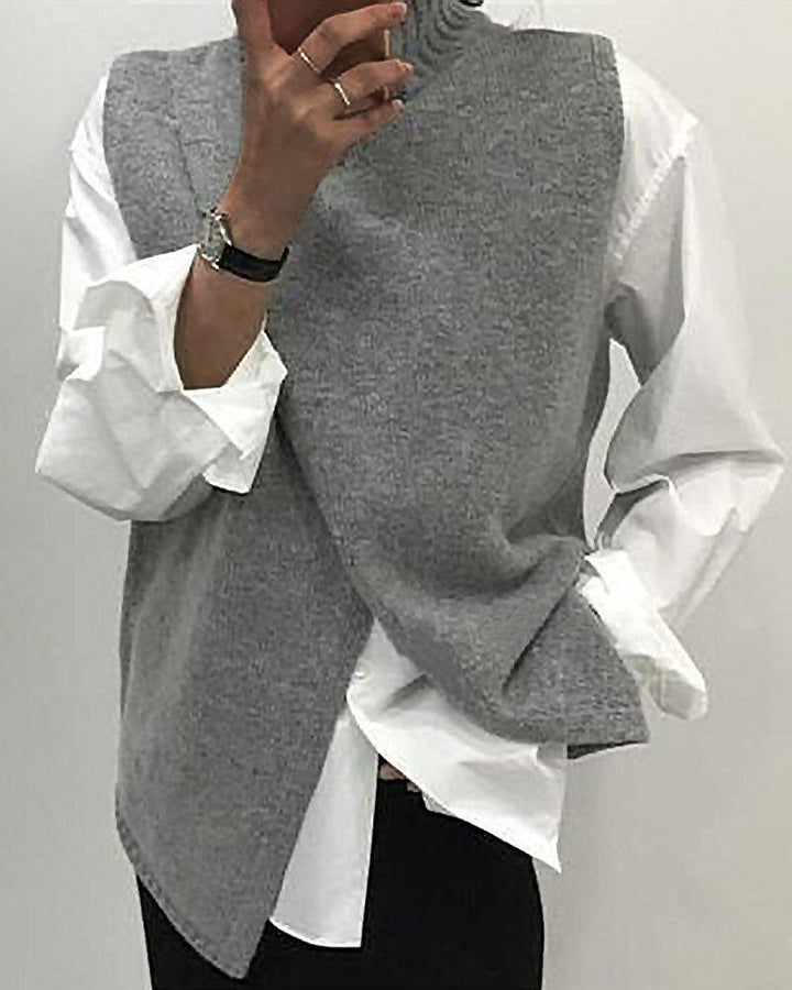 Krista - Losse gebreide top met asymmetrische zoom