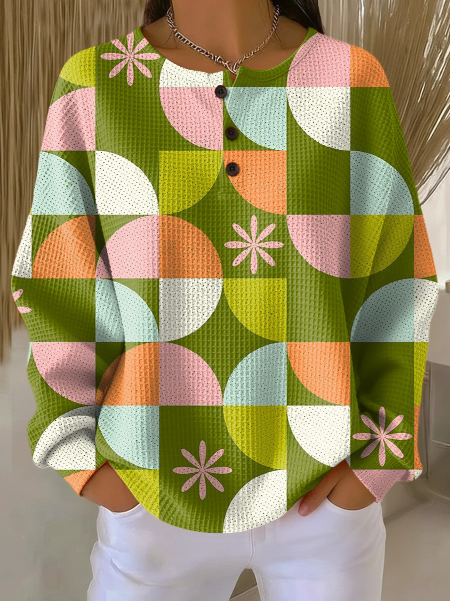 Saga | Pullover met abstract geruit patroon
