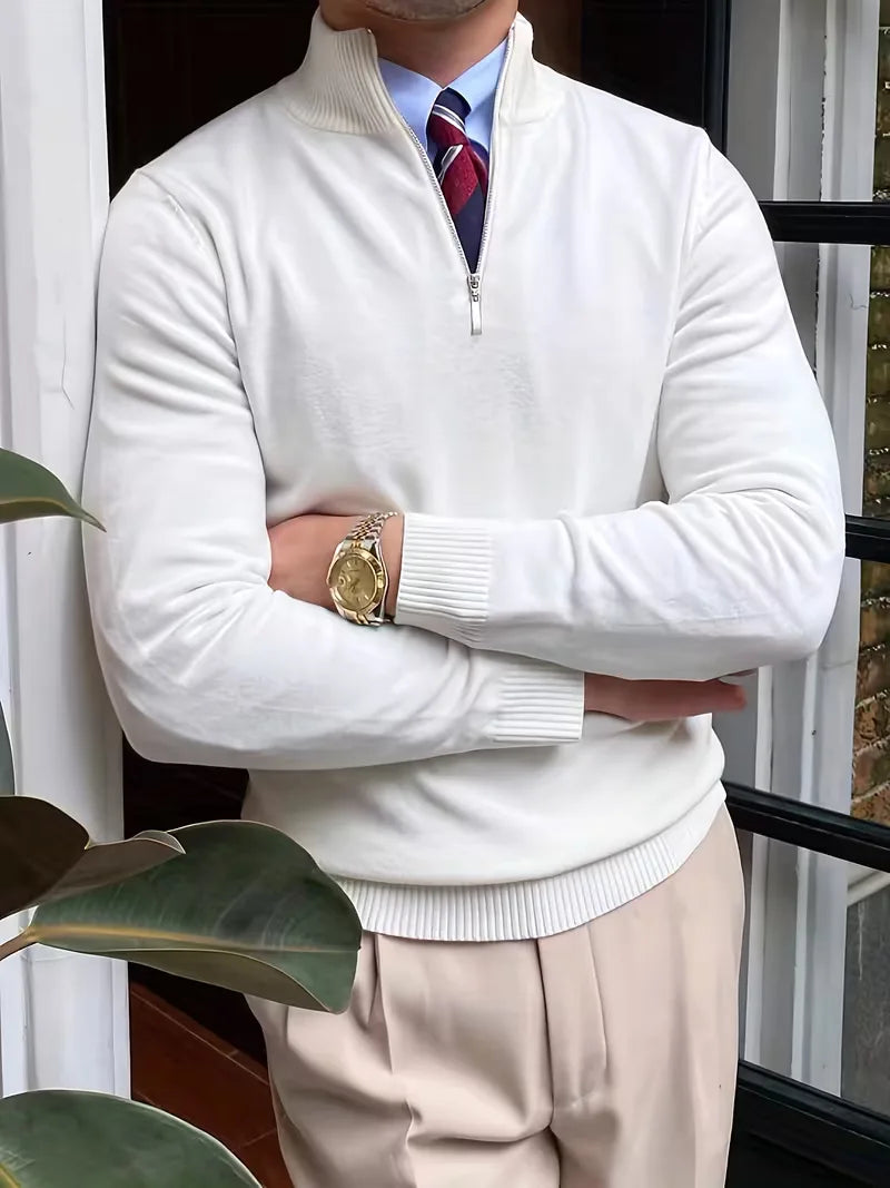 Trui met kraag en half-zip