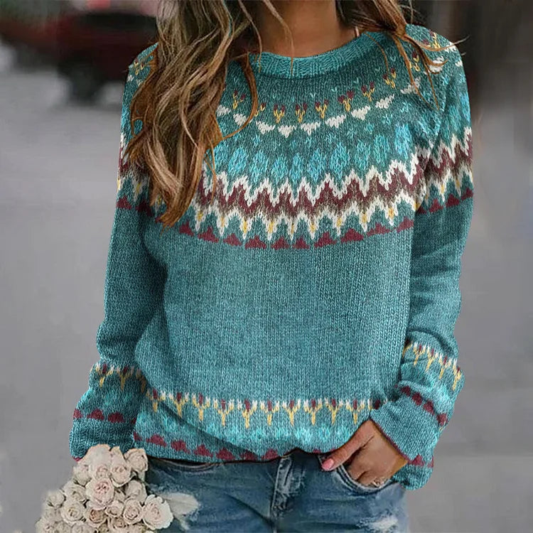 NICOLE | RETRO-PULLOVER MET Golfpatroon