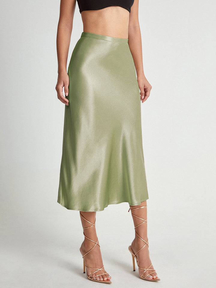 Emma - Satijnen Midi-Rok Elegante Hoge Taille