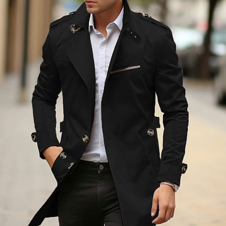 Heren Dubbelgeknoopte Lange Casual Trenchcoat