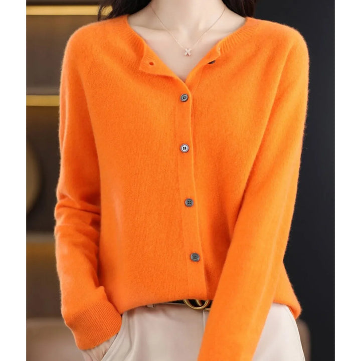 Merino wollen Cardigan met knoopsluiting en lange mouwen