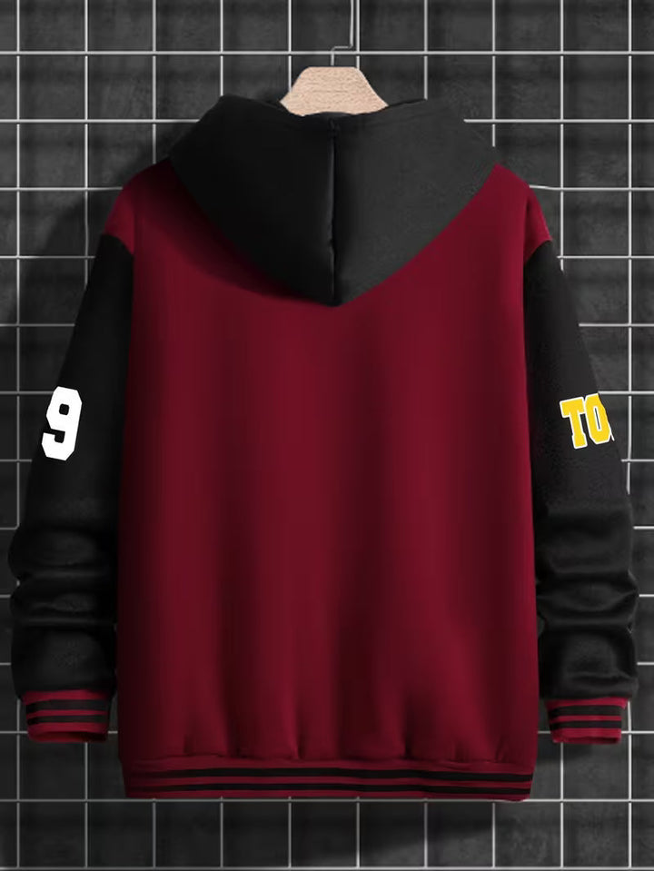 Casual jas met color-block ontwerp en baseball kraag