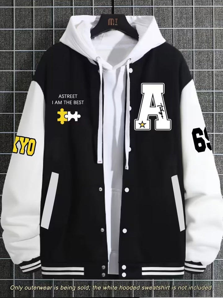 Casual jas met color-block ontwerp en baseball kraag