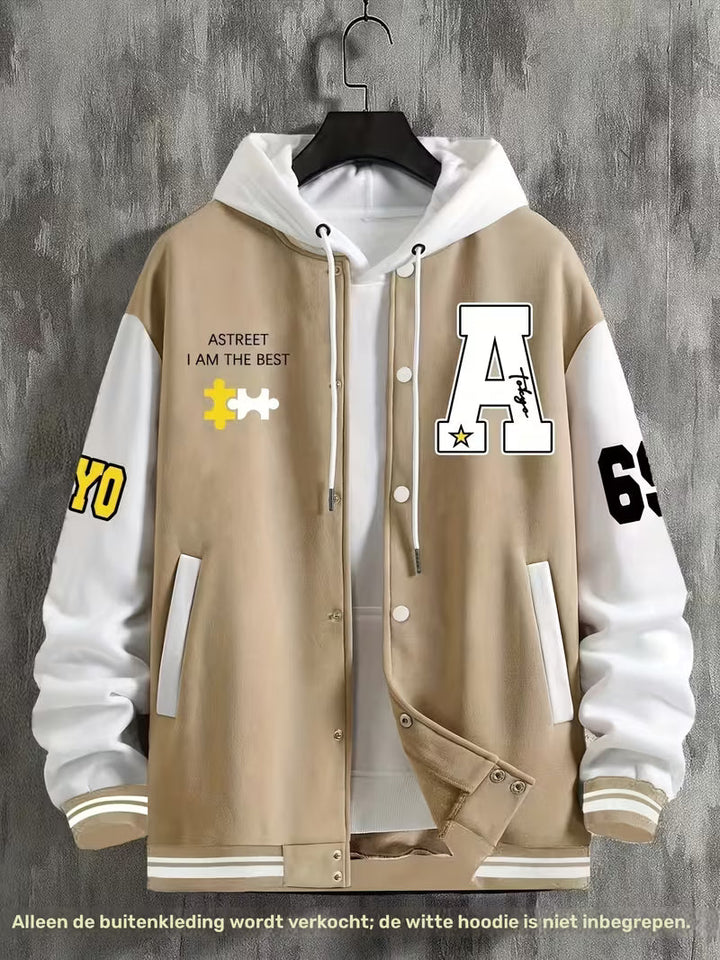 Casual jas met color-block ontwerp en baseball kraag