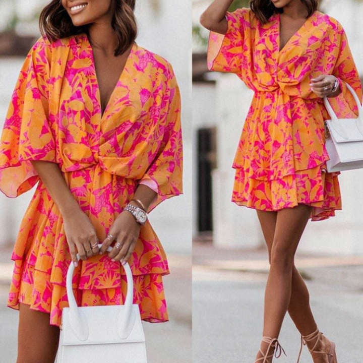 Joyce - Wijde mini jurk met zomerse flair
