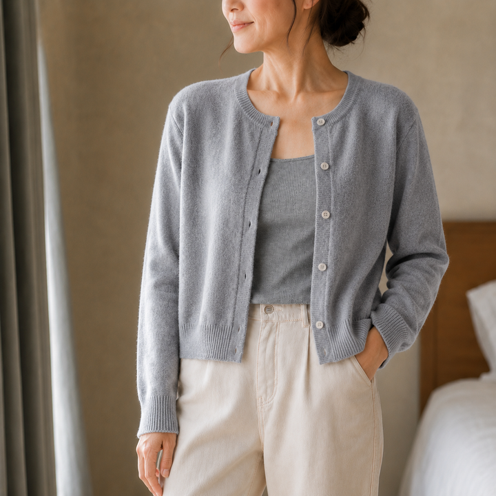 Wearbella – Korte Geborstelde Knit Knopen-Voorkant Cardigan