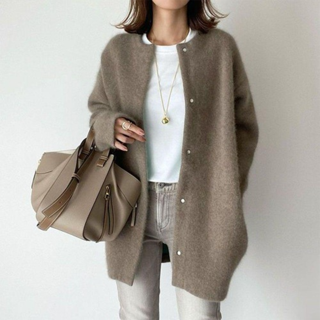 Dames Open Voorkant Knopen Brei Cardigan