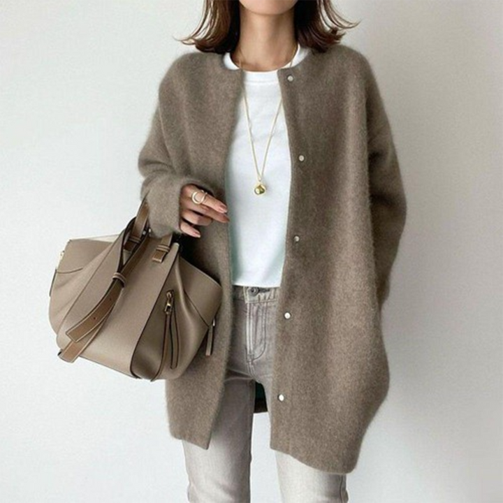 Dames Lange Gebreide Relaxed Fit Cardigan