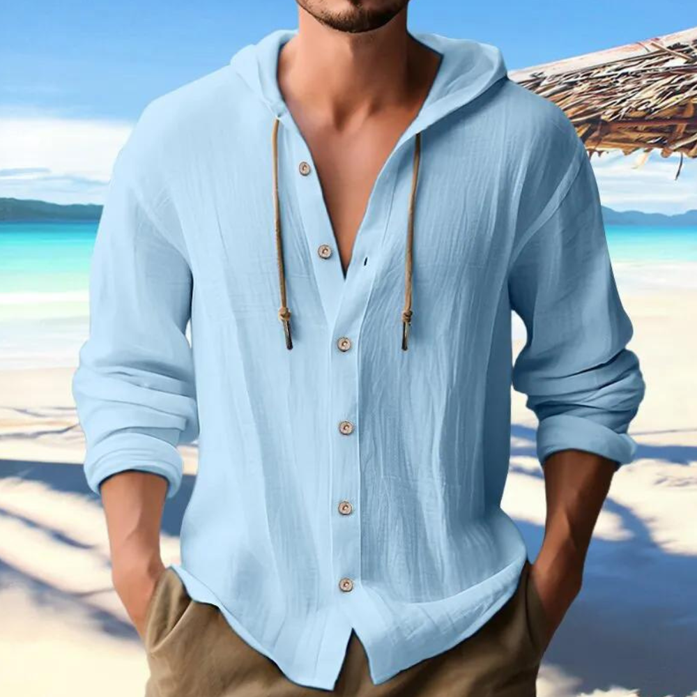 Danut - Modern casual herenshirt met trendy accent met capuchon