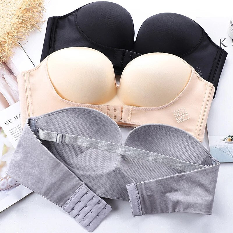 Luxe Naadloze Dames Strapless Beha Met Push Up Ondersteuning