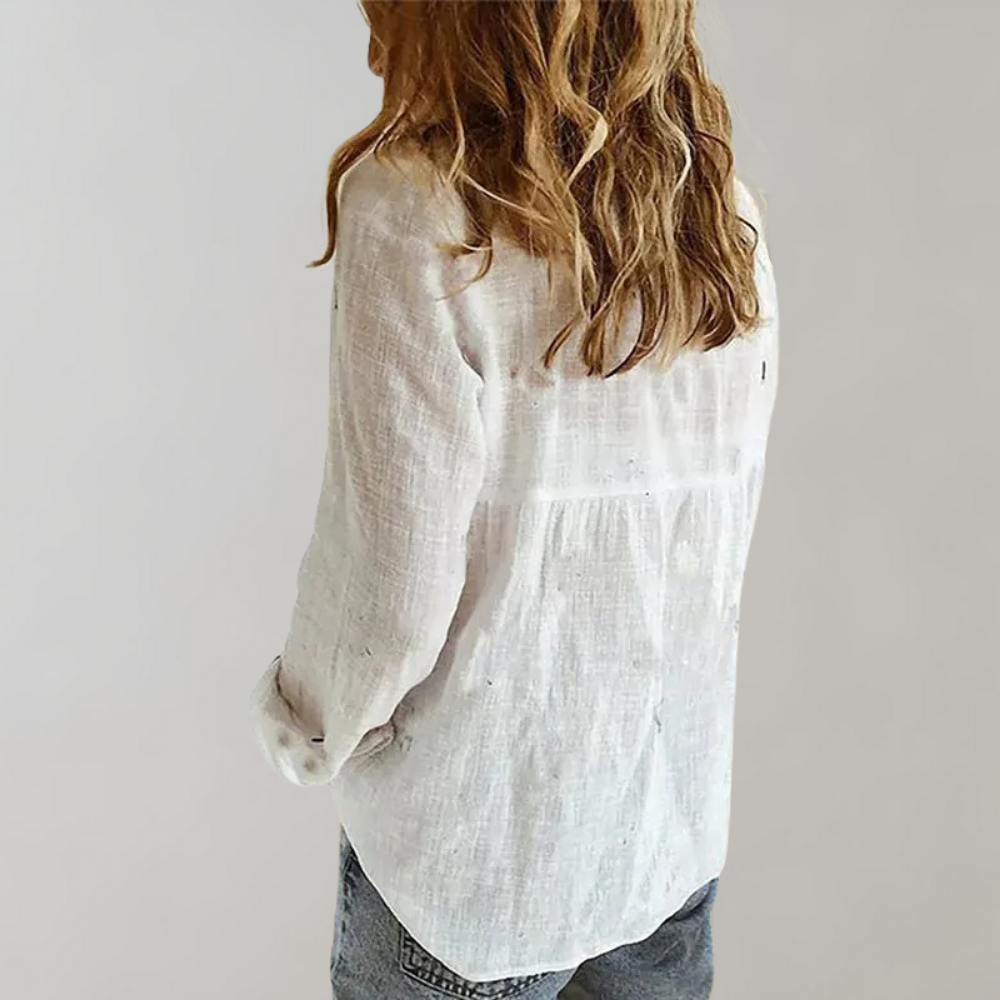 Tijdloze Blouse Voor Dames Met Lange Mouwen En Losse Fit