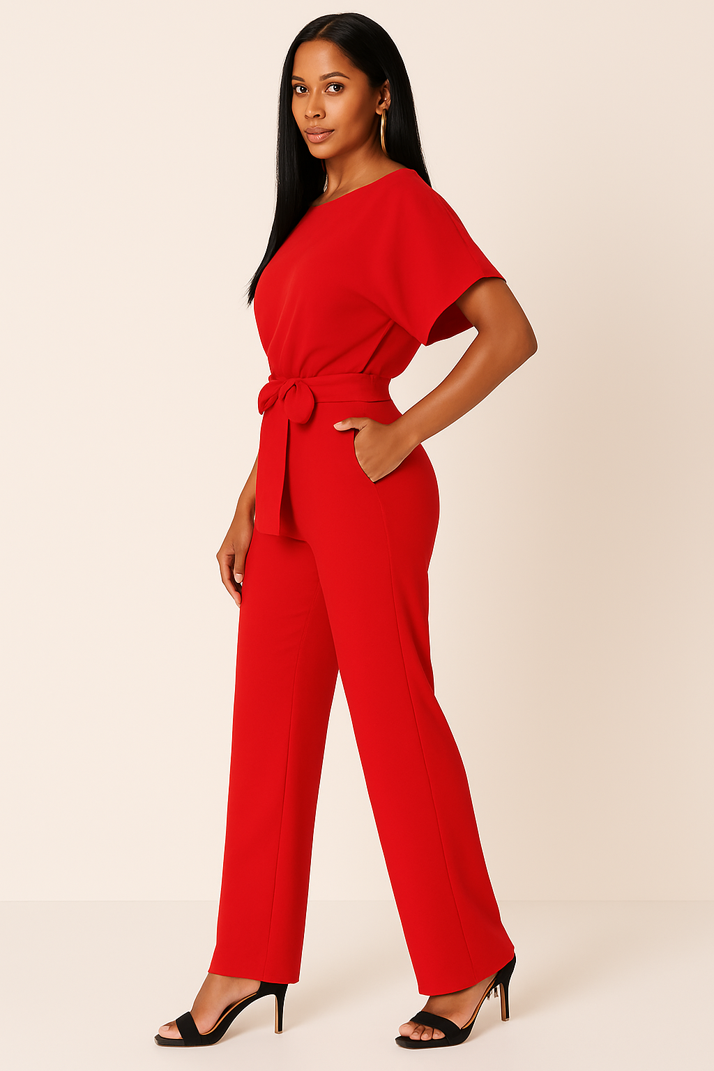 Jinte-Rose - Jumpsuit met strikdetail