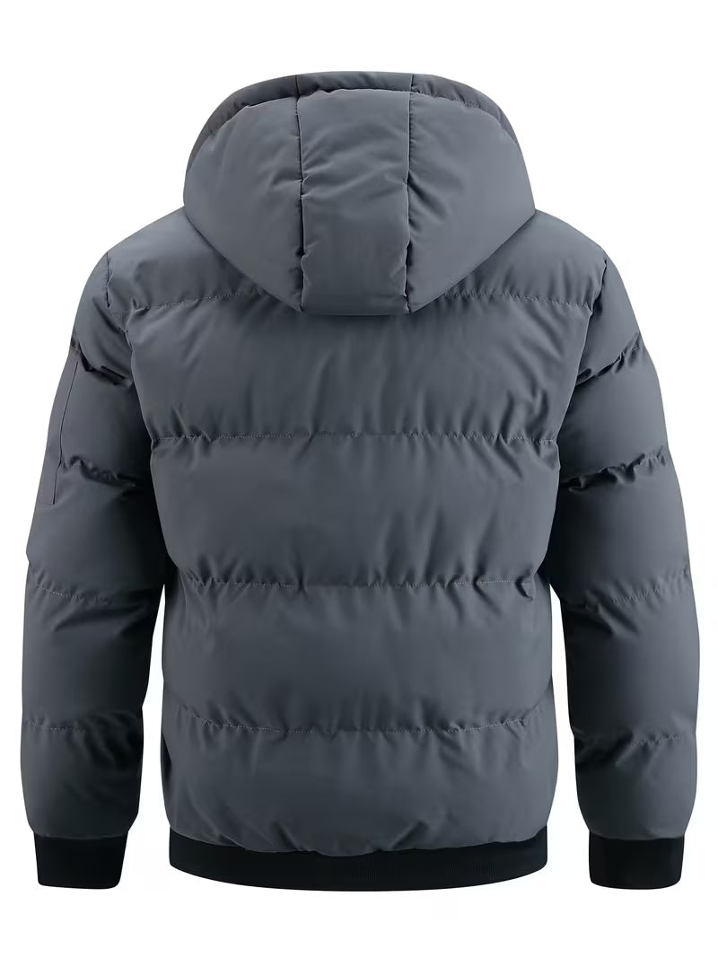 Gewatteerde jas met capuchon en fleece voering