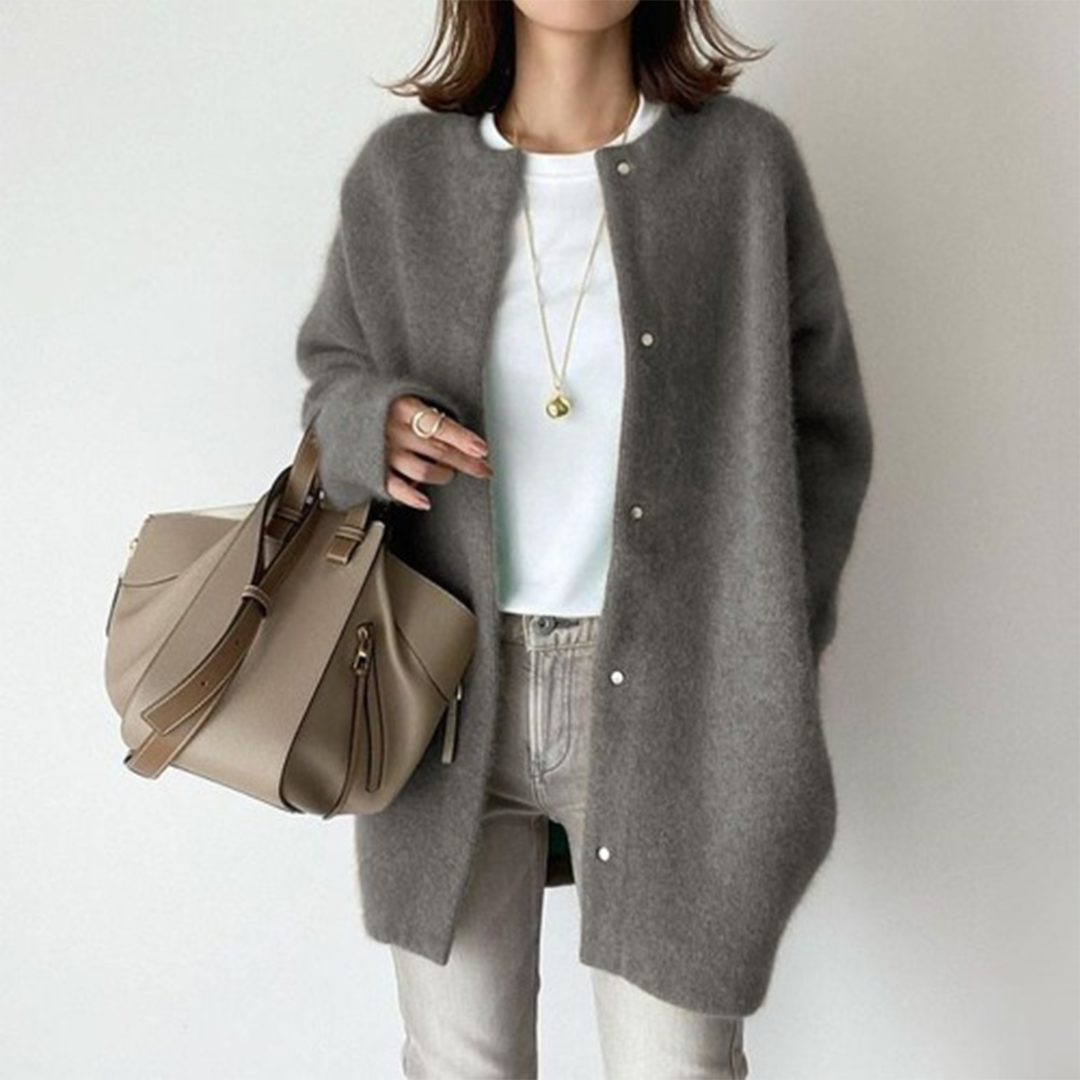 Dames Lange Gebreide Relaxed Fit Cardigan