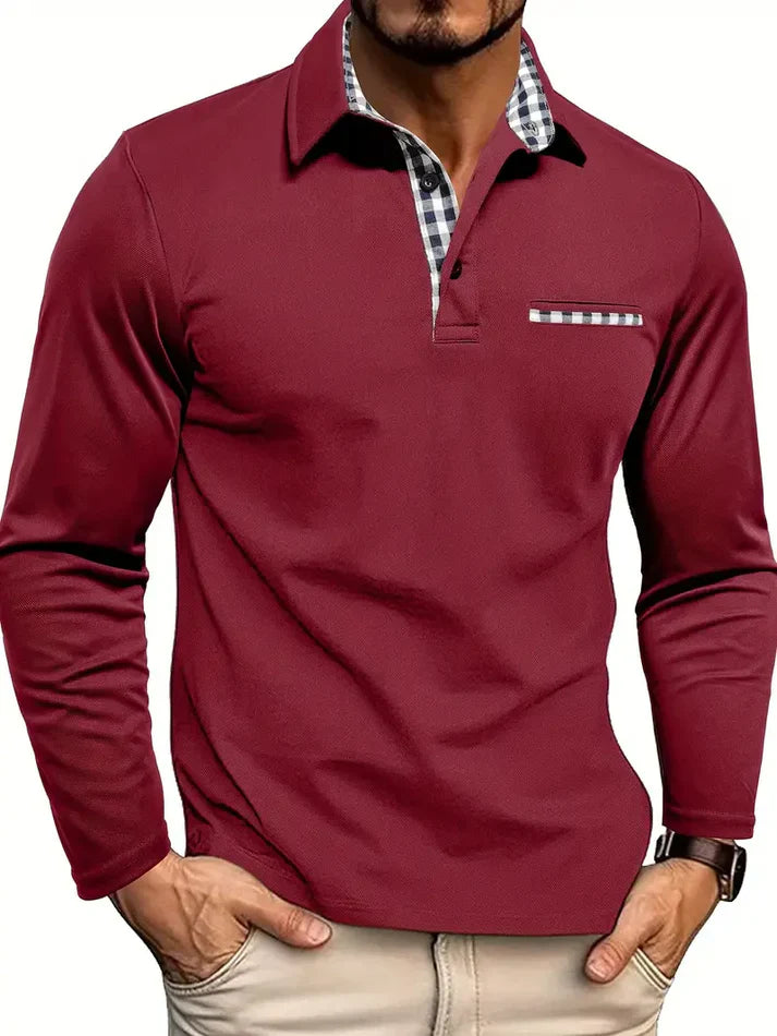 Heren Polo Overhemd | Lange Mouw & Verfijnde Details