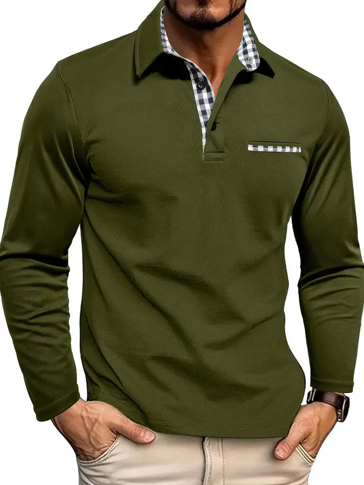 Heren Polo Overhemd | Lange Mouw & Verfijnde Details