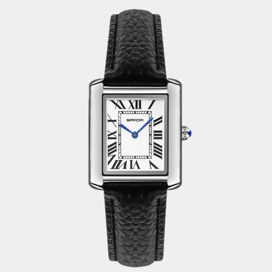 Vierkant horloge met leren band