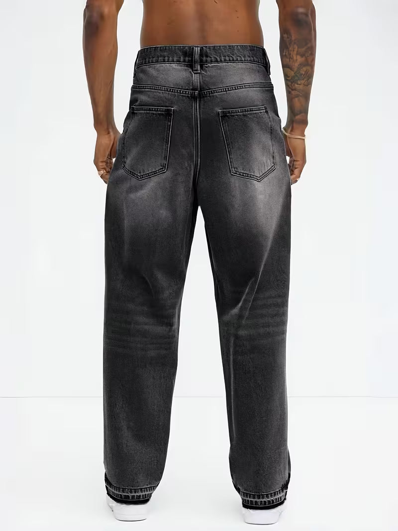 Jeans met loose straight-leg pasvorm en hoge taille
