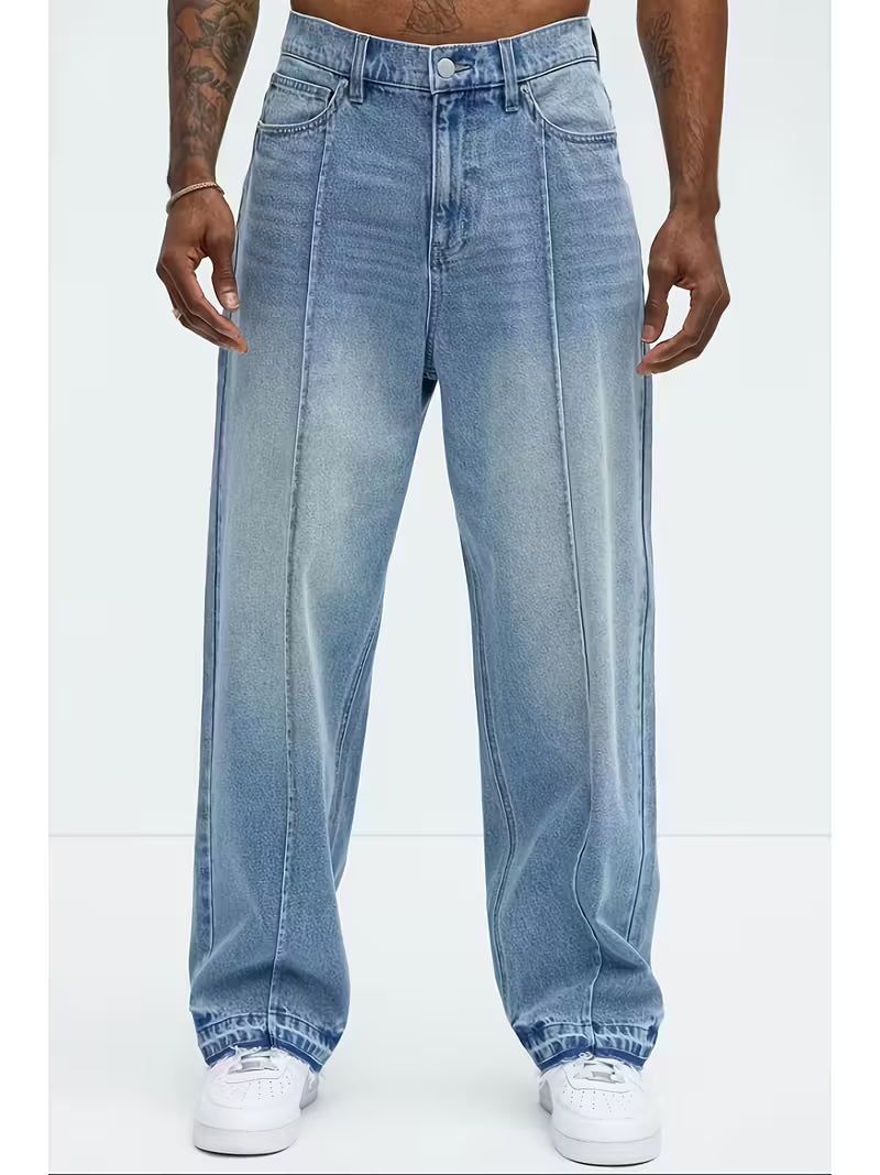 Jeans met loose straight-leg pasvorm en hoge taille