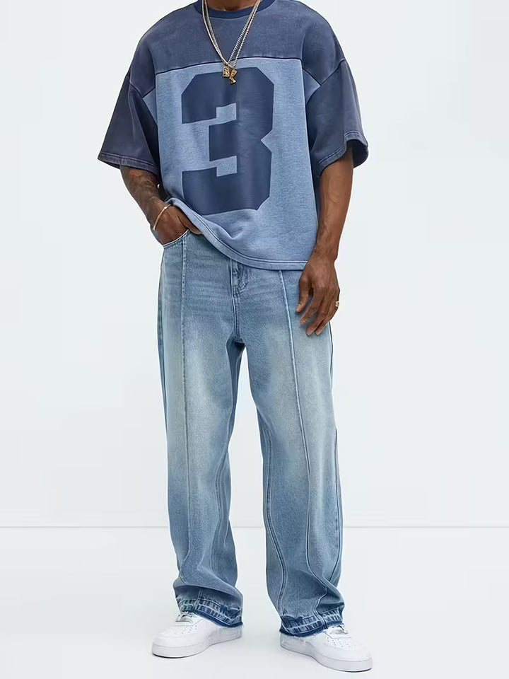 Jeans met loose straight-leg pasvorm en hoge taille