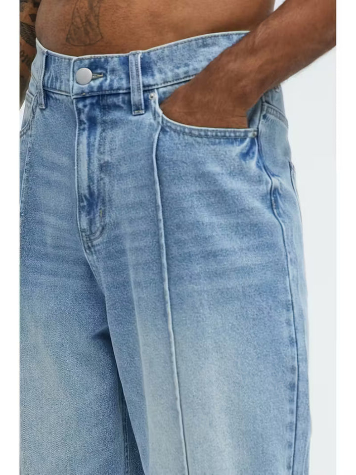 Jeans met loose straight-leg pasvorm en hoge taille