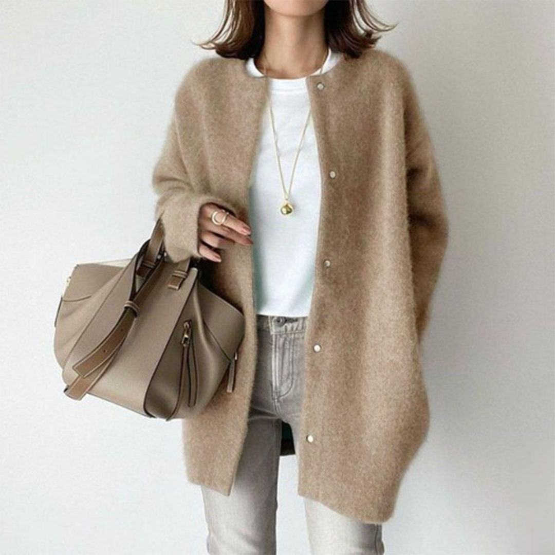 Dames Oversized Knopen Voorzijde Gebreide Cardigan