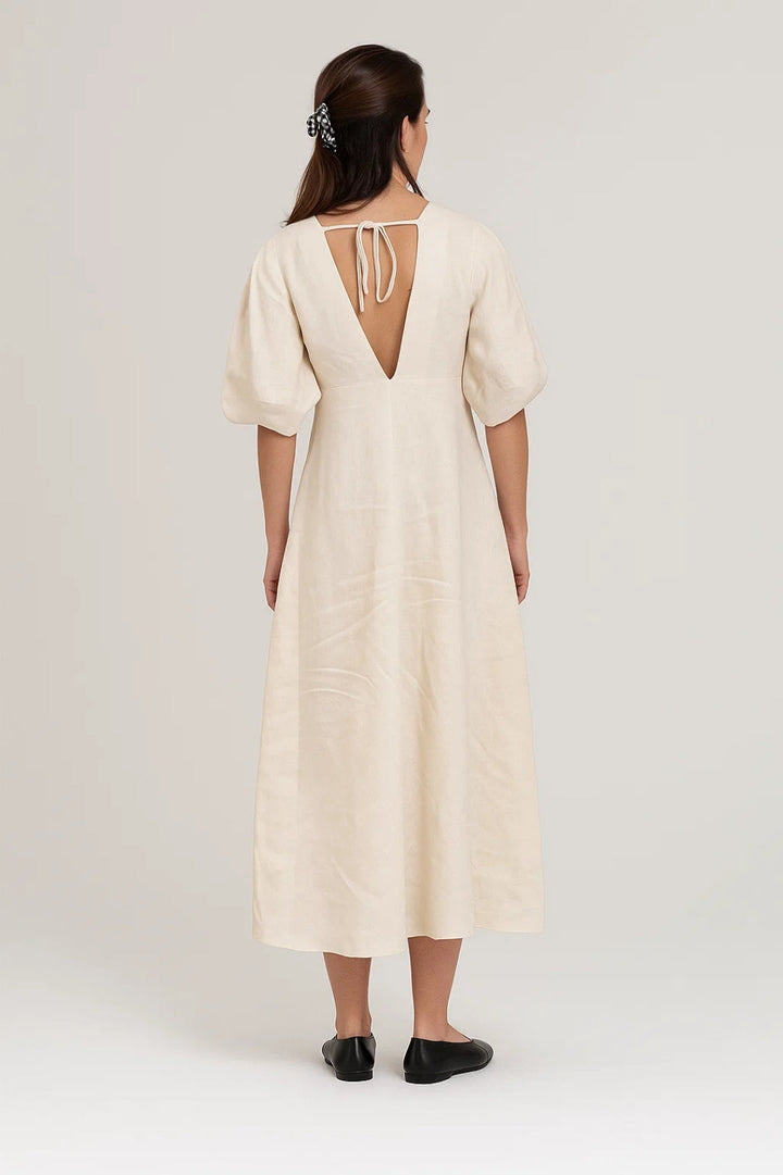 Midi Jurk Dames - V-hals met Knoopsluiting | Klassiek