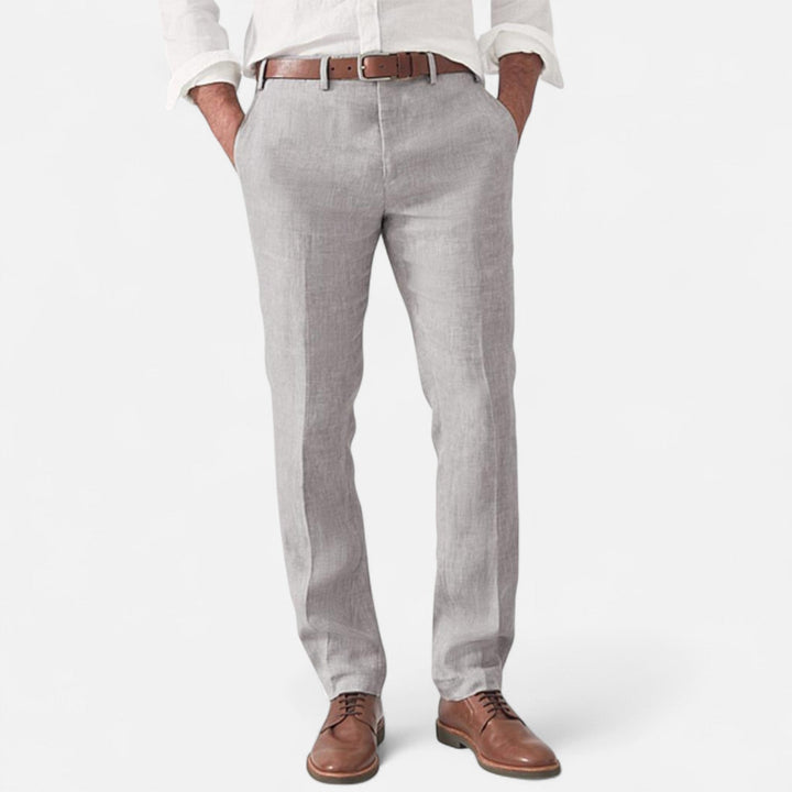 Linnen broek met elastische taille en zijzakken