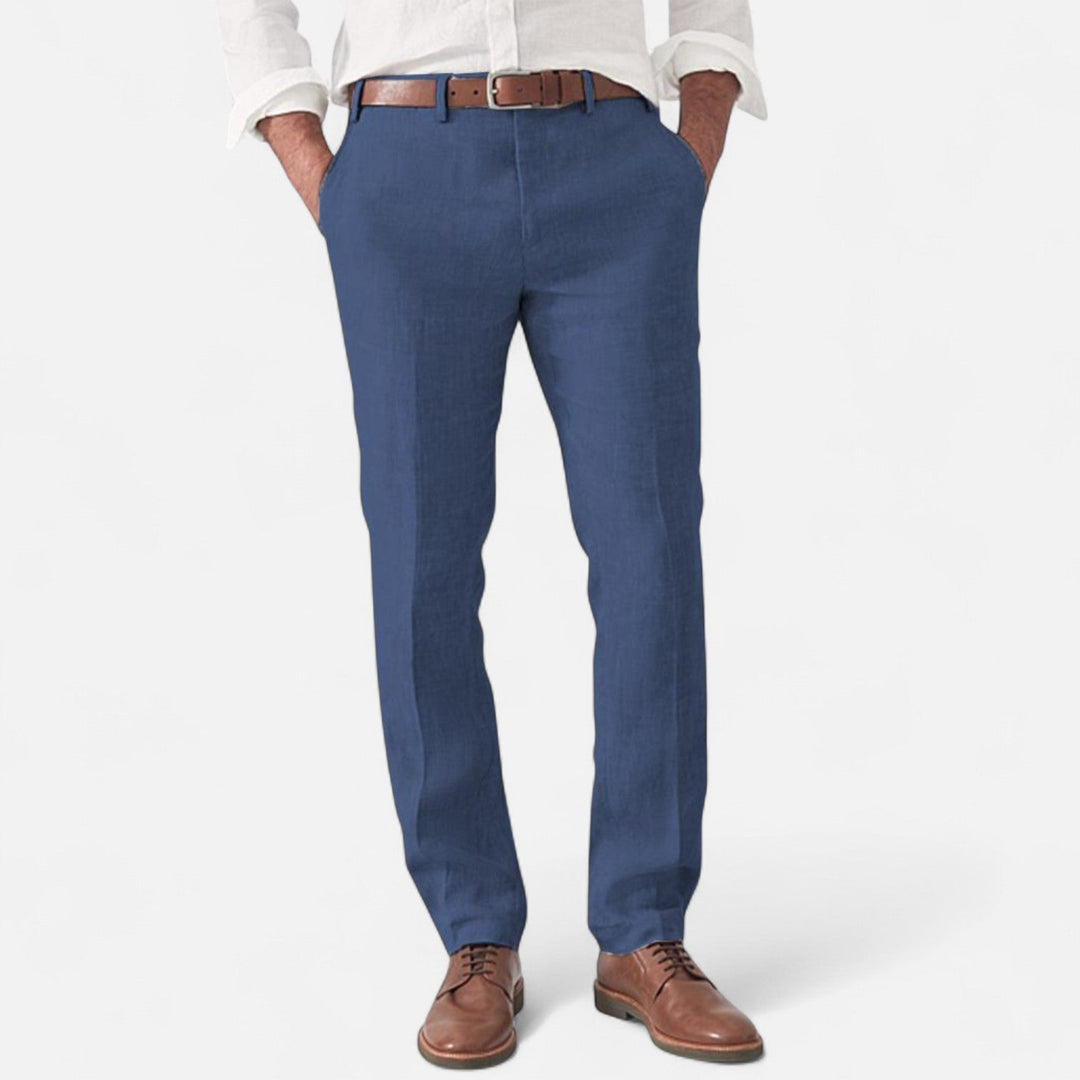 Linnen broek met elastische taille en zijzakken